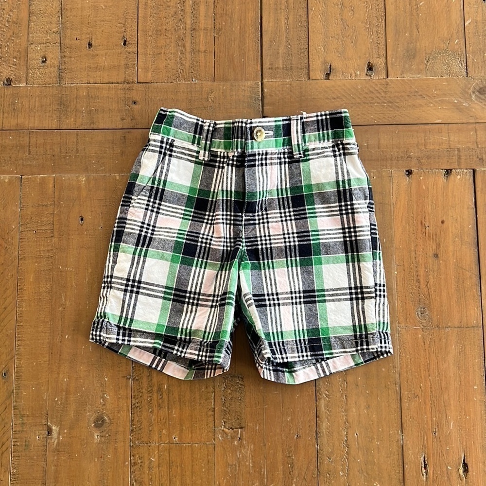 Janie and jack pink and green plaid shorts